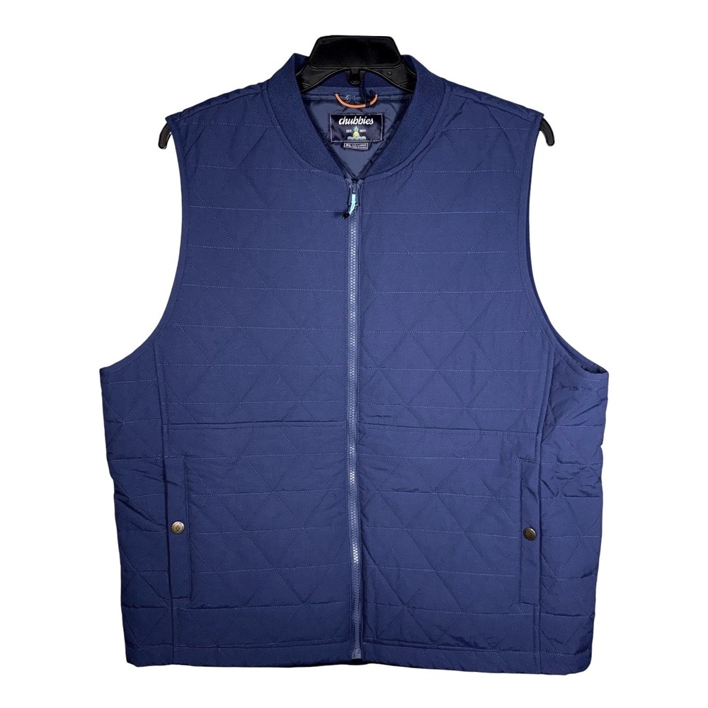 Chubbies Mens XL Blue The Easy Going Quilted Vest Rooster Lining NWT